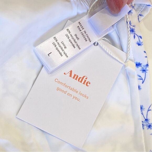 Andie Blue White Symi Ditsy Floral Print Bikini Bottom Sz L NWT - Picture 11 of 16
